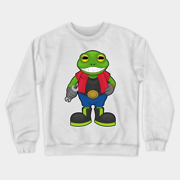 Frog as Mechanic with Spanner Crewneck Sweatshirt by Markus Schnabel